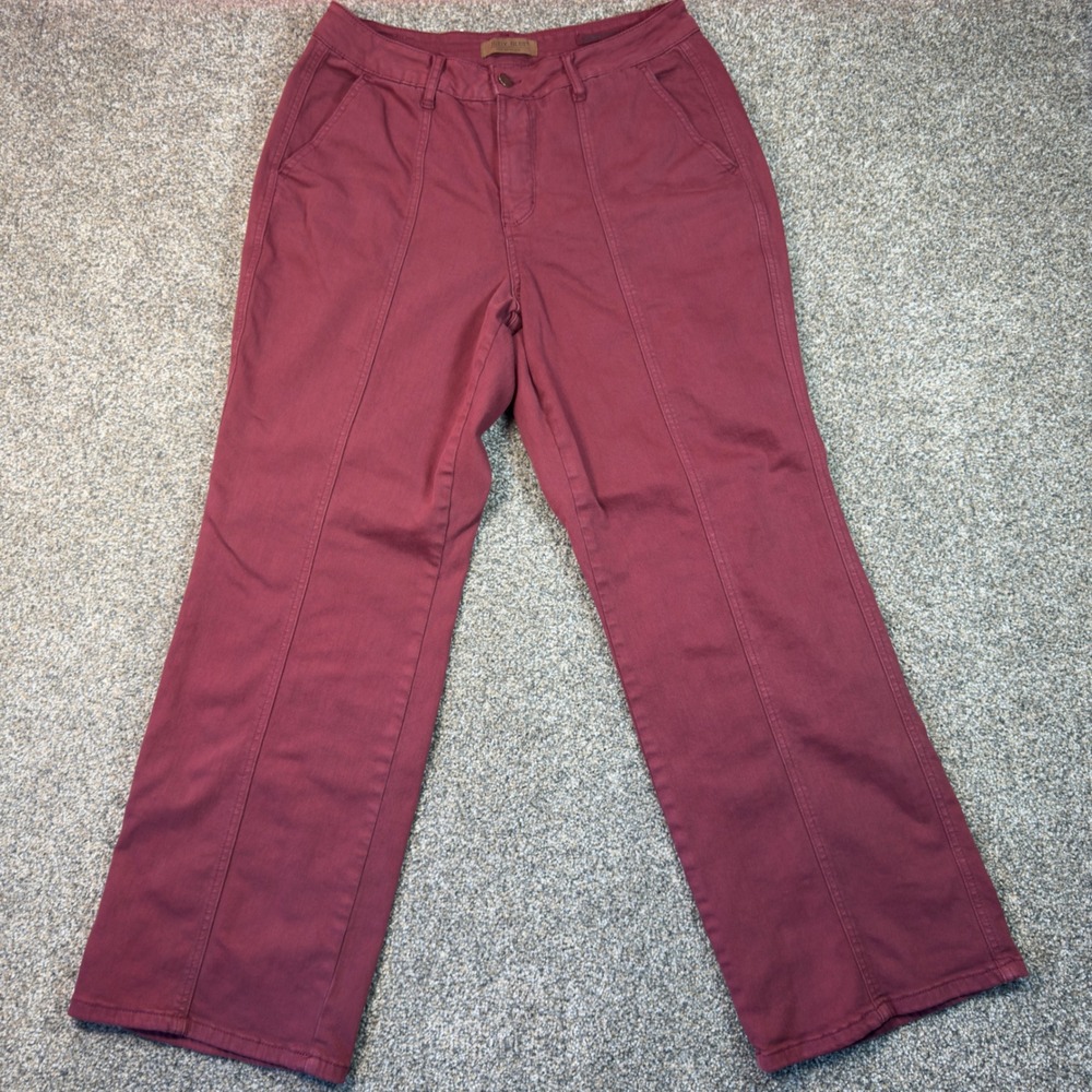 Judy Blue Burgundy Wide Leg Front Seam High Rise Pants JB88800 Womens 14W Boho
